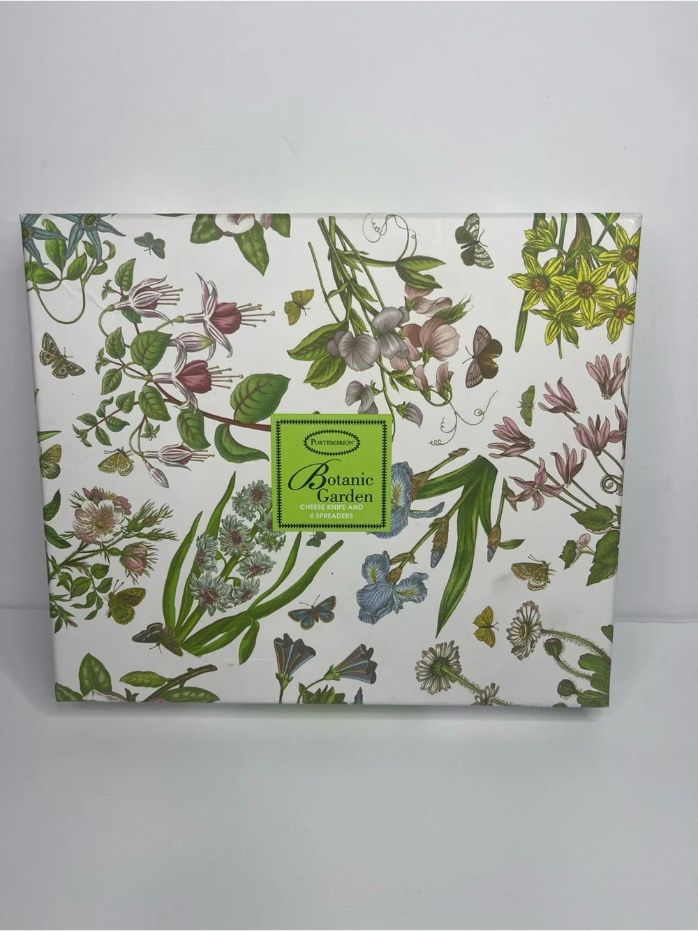 Portmeirion Botanic Garden Cheese Knife & Spreader Set Floral Porcelain Handles